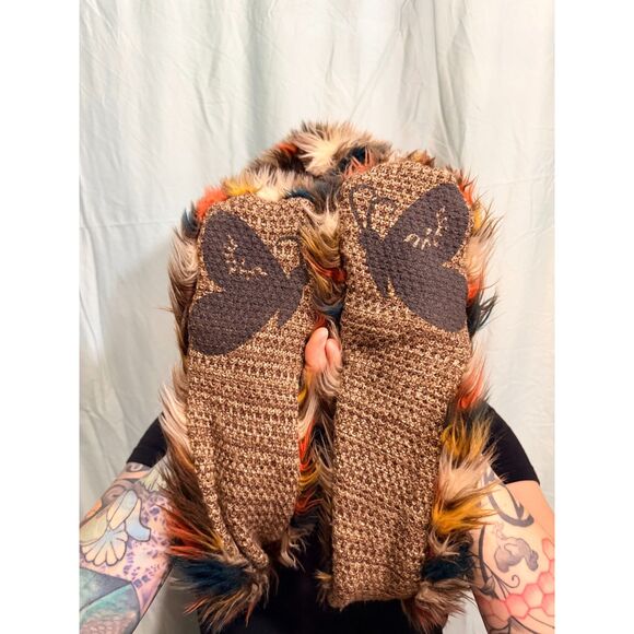 Vintage 2011 SpiritHoods Multicolor Faux Fur Hood Scarf Mittens Made in LA main image 8